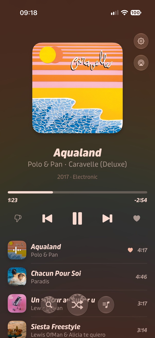 Play's Now Playing screen
